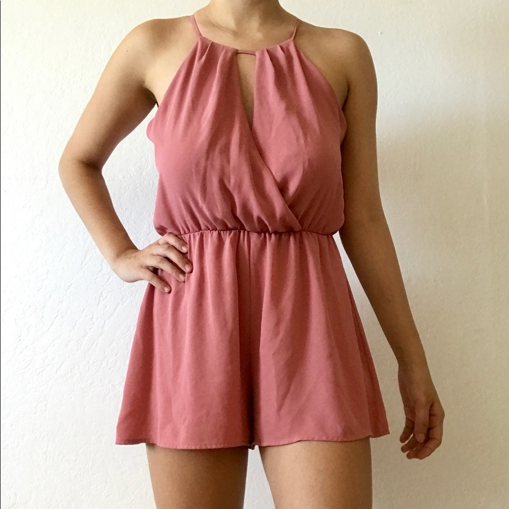 Women's pink sleeveless romper